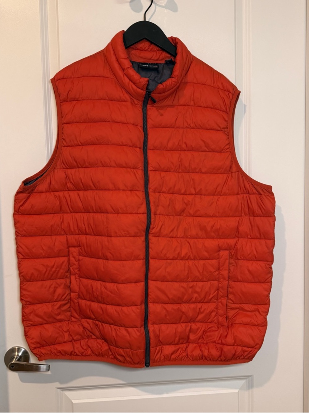 Men's Swiss Tech Quilted Orange Puffer Vest - Lightweight Zip-Up Vest